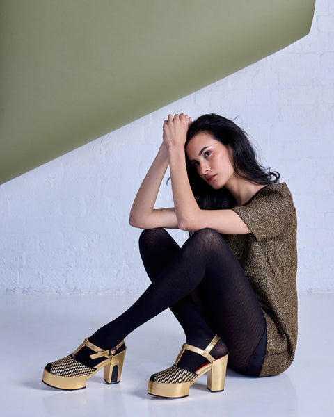 Herringbone Merino Wool Tights – Black | Tightology