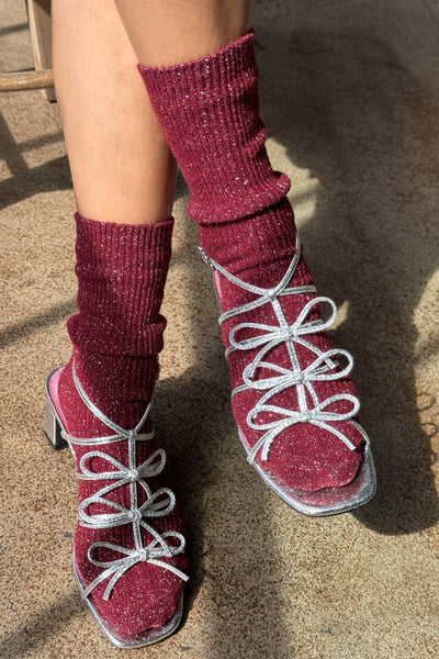 Winter Sparkle Socks - Wine | Le Bon Shoppe