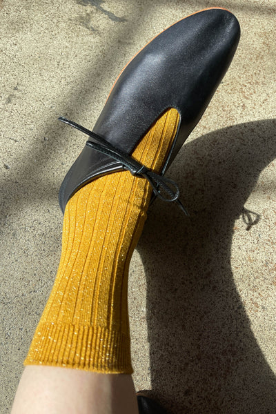 Her Socks - Modal Lurex Mustard Glitter | Le Bon Shoppe