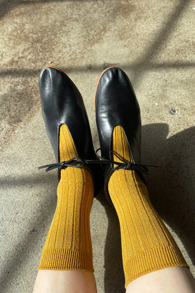Her Socks - Modal Lurex Mustard Glitter | Le Bon Shoppe