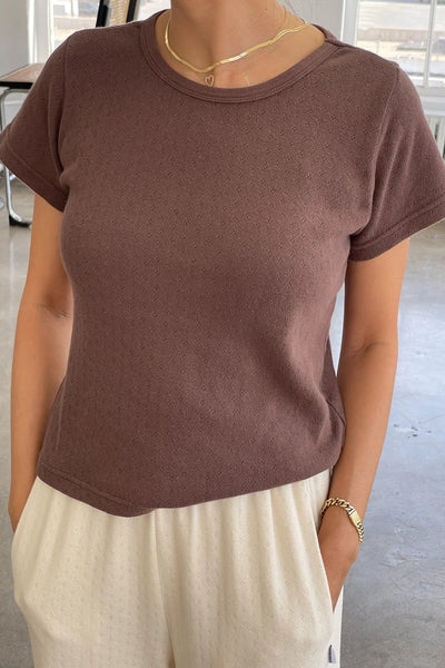 Pointelle Core Babe Tee - Chocolate | Le Bon Shoppe