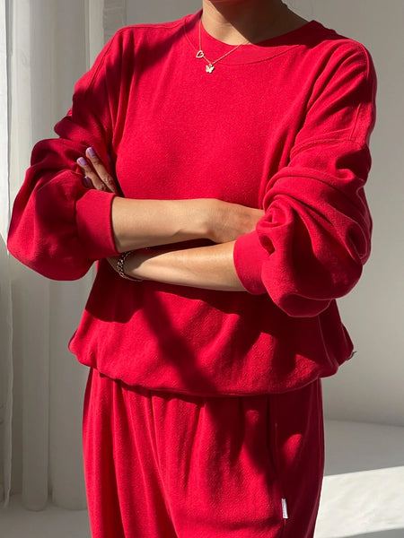 Pointelle Core Sweatshirt - Red Apple | Le Bon Shoppe
