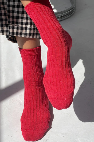 Her Socks - Modal Lurex Ruby Glitter | Le Bon Shoppe