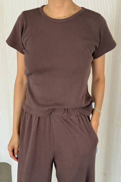Pointelle Core Babe Tee - Chocolate | Le Bon Shoppe