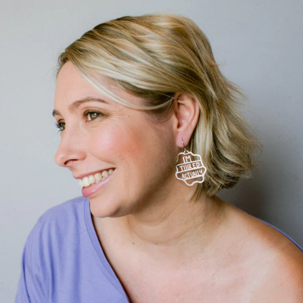 Midi I'm Tiiired Actually earrings in Silver | Denzandco