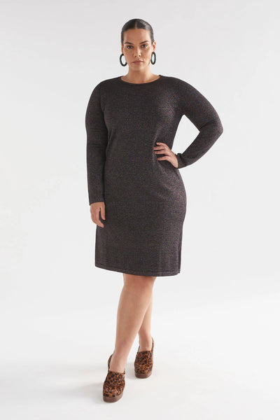 GALAXY KNIT DRESS | Elk The Label | BLACK MULTI METALLIC