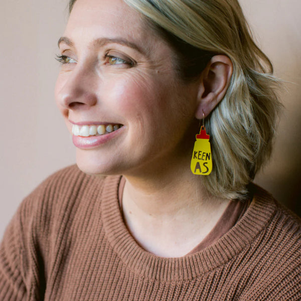 Keen As earrings in Mustard & Red | Denzandco