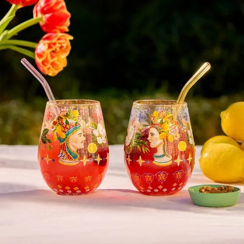 Glass Tumbler Large Italian Summer (Set of 2 glasses) | La la land