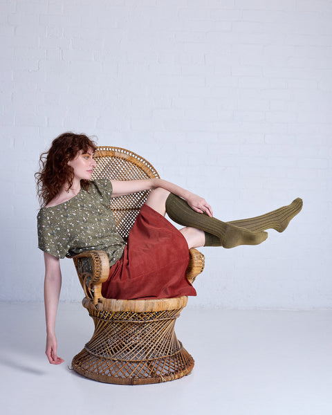 Long Rib Merino Wool Socks – Khaki | Tightology