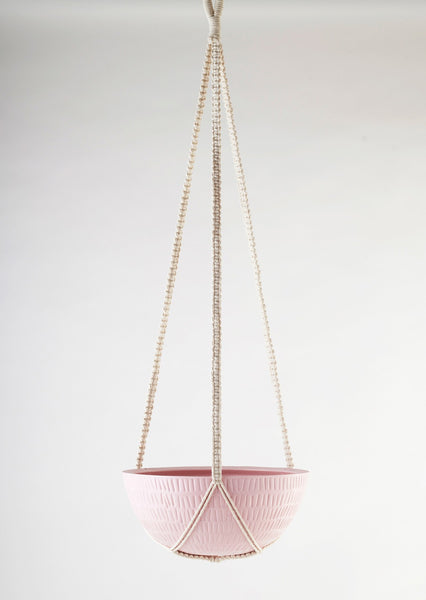 Macrame Hanging Planter - Large | Bright Pink | Angus & Celeste