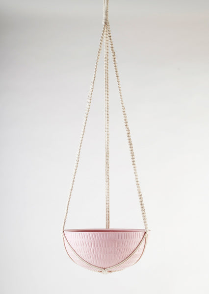 Macrame Hanging Planter - Large | Bright Pink | Angus & Celeste