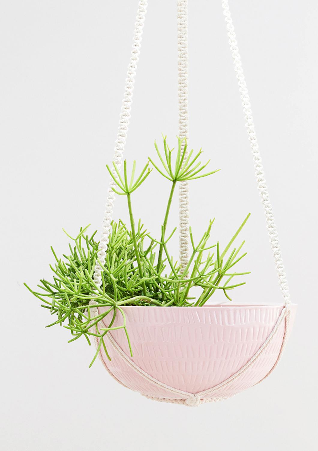 Macrame Hanging Planter - Large | Bright Pink | Angus & Celeste