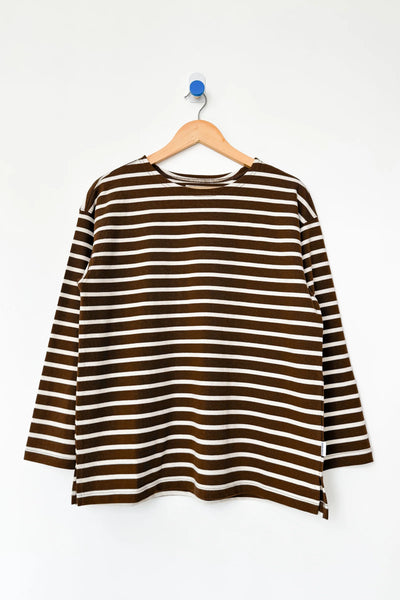 Marseille Top - White Stripe on Coffee | Le Bon Shoppe