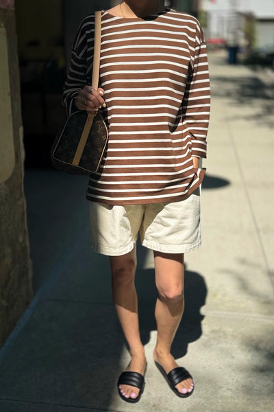 Marseille Top - White Stripe on Coffee | Le Bon Shoppe