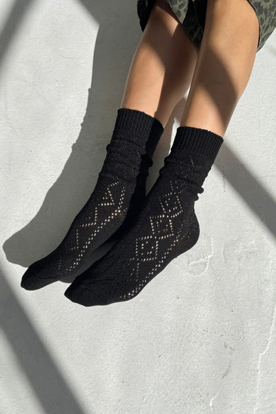 Model Eyelet Socks - Jet Black | Le Bon Shoppe