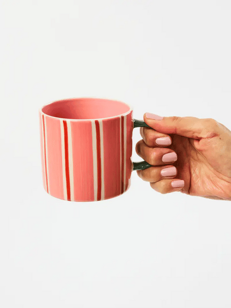 BLOOMIE PINK STRIPE MUG | Jones & Co
