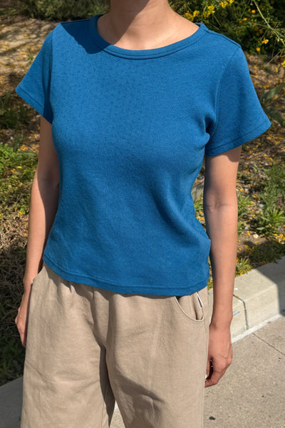 Pointelle Core Babe Tee - Sea Blue | Le Bon Shoppe