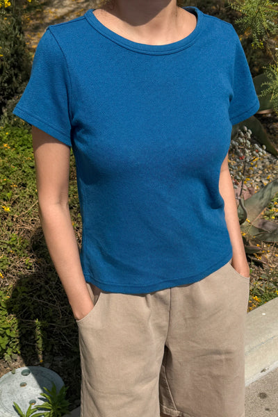 Pointelle Core Babe Tee - Sea Blue | Le Bon Shoppe