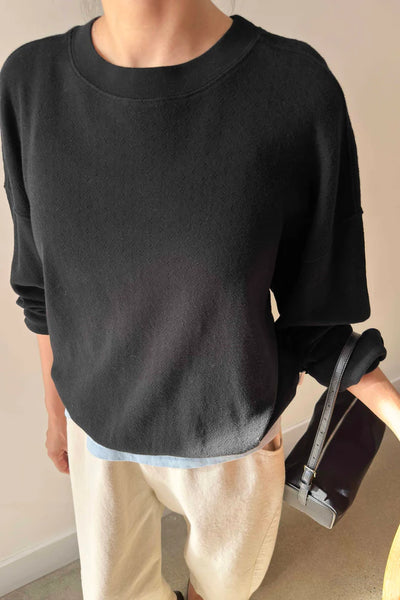 Pointelle Core Sweatshirt - Black | Le Bon Shoppe
