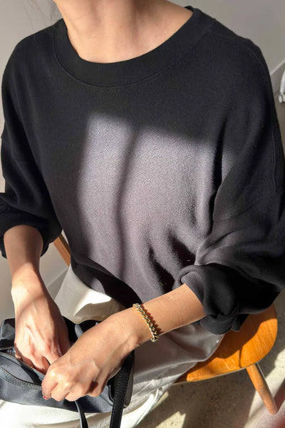Pointelle Core Sweatshirt - Black | Le Bon Shoppe