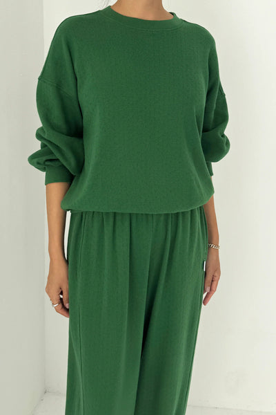 Pointelle Core Sweatshirt - Moss Green | Le Bon Shoppe