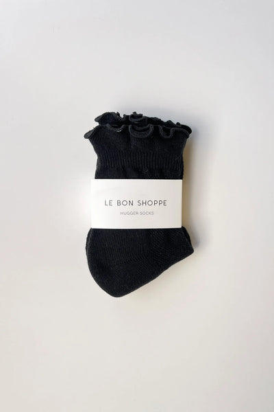 Ruffled Hugger Crew Socks - Black | Le Bon Shoppe
