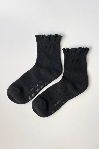 Ruffled Hugger Crew Socks - Black | Le Bon Shoppe