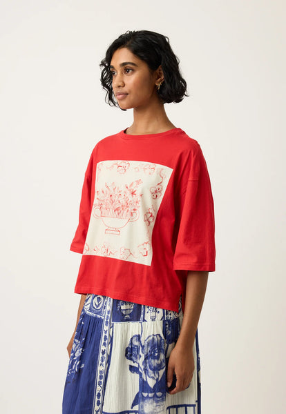 Tasmin Boxy Tee - Red Vase | Nancybird