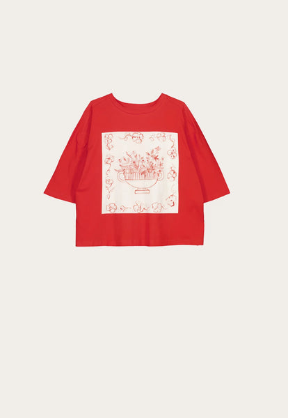 Tasmin Boxy Tee - Red Vase | Nancybird