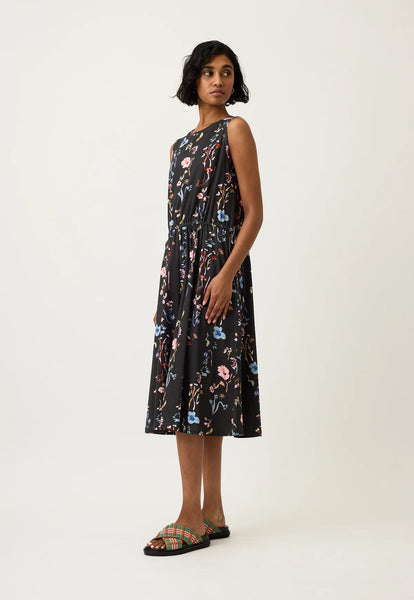 Lidia Tie Dress - Watercolour Charcoal | Nancybird
