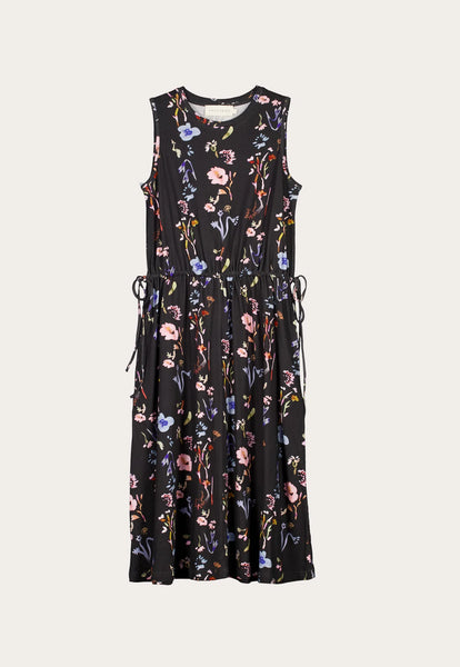 Lidia Tie Dress - Watercolour Charcoal | Nancybird