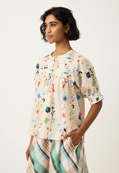 Gwen Blouse - Watercolour Cream | Nancybird