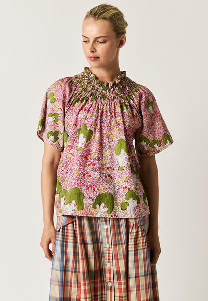 Meadows Frill Neck Top - View of Country | Nancybird