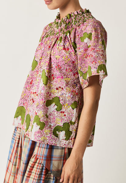 Meadows Frill Neck Top - View of Country | Nancybird