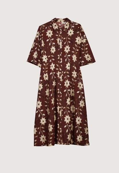 Short Sleeve Paloma Dress - Ochre Flower | Nancybird