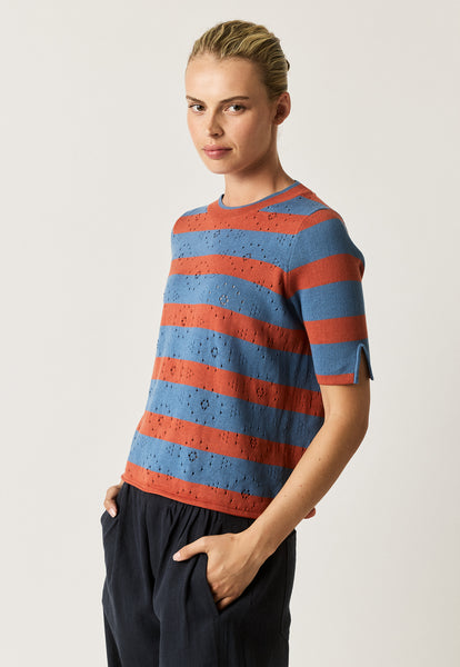 Rana Knit Tee - Terracotta Stripe | Nancybird