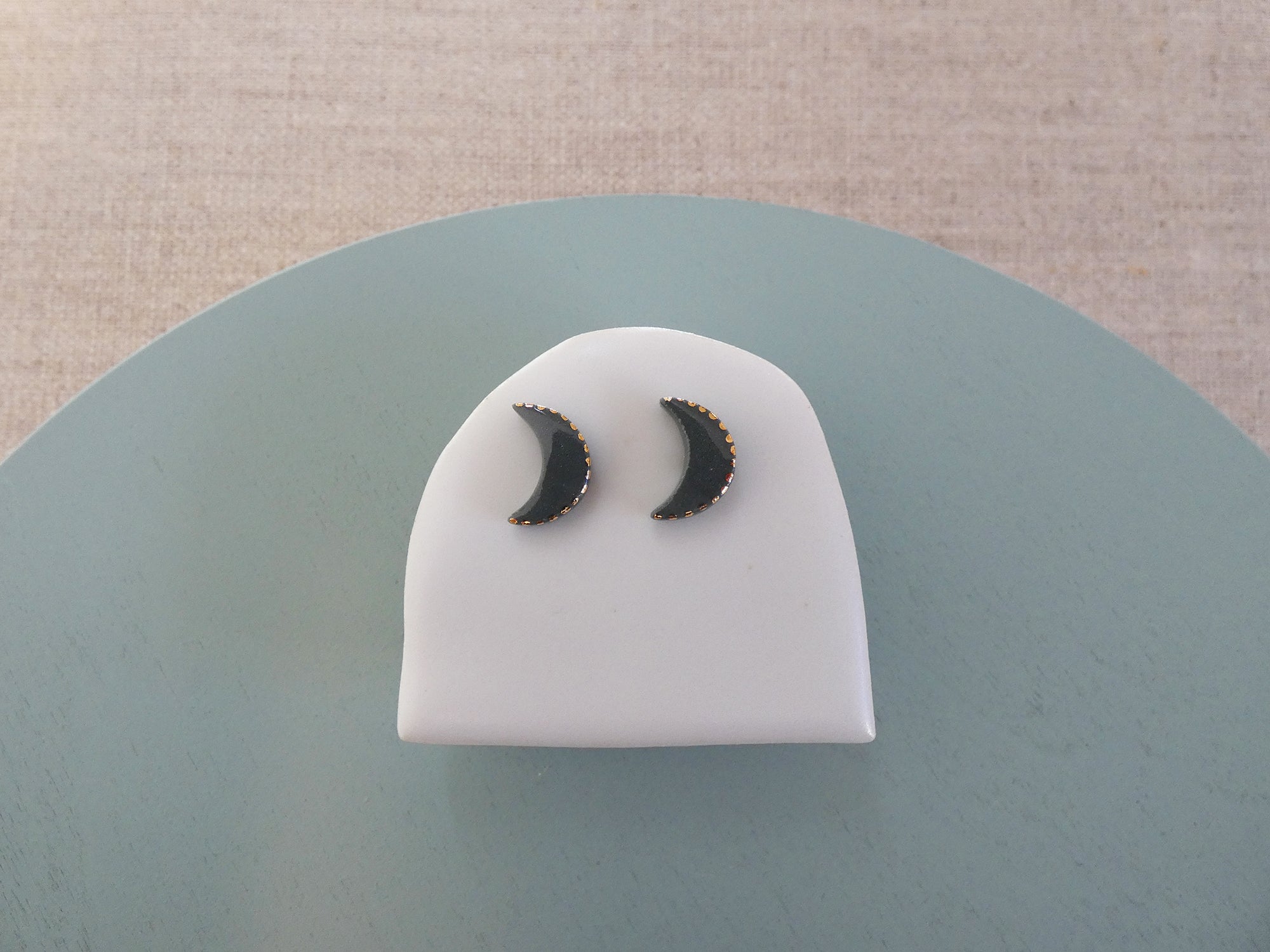 Crescent Moon Stud Earrings - Charcoal | And O Designs