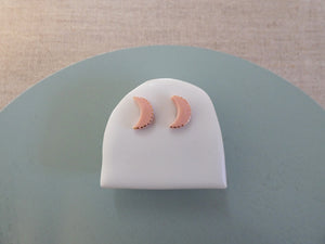 Crescent Moon Stud Earrings - Orange Sorbet | And O Designs