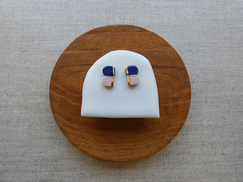 BB Stud Earrings - Indigo & Pink | And O Designs