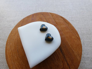 Heart Stud Earrings - Black | And O Designs