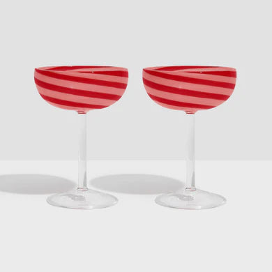 TWO X SWIRL COUPE GLASSES | RED/PINK | Fazeek