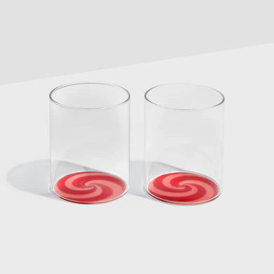 TWO X SWIRL TUMBLERS GLASSES | RED/PINK | Fazeek