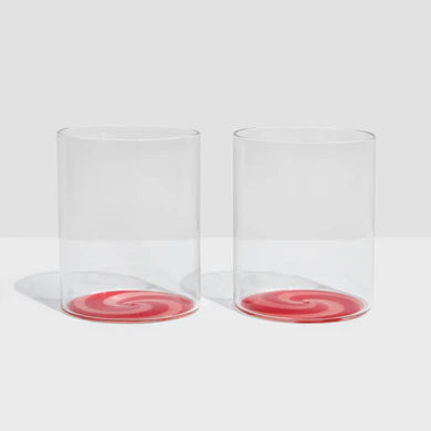 TWO X SWIRL TUMBLERS GLASSES | RED/PINK | Fazeek