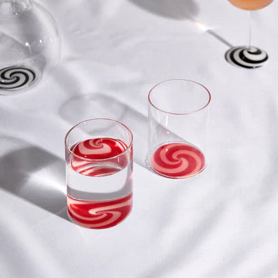 TWO X SWIRL TUMBLERS GLASSES | RED/PINK | Fazeek