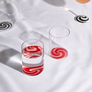 TWO X SWIRL TUMBLERS GLASSES | RED/PINK | Fazeek
