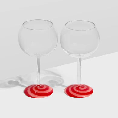 TWO X SWIRL WINE GLASSES | RED/PINK | Fazeek