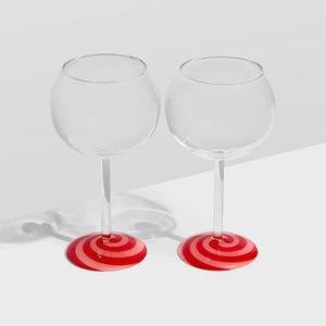 TWO X SWIRL WINE GLASSES | RED/PINK | Fazeek