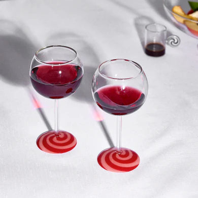 TWO X SWIRL WINE GLASSES | RED/PINK | Fazeek