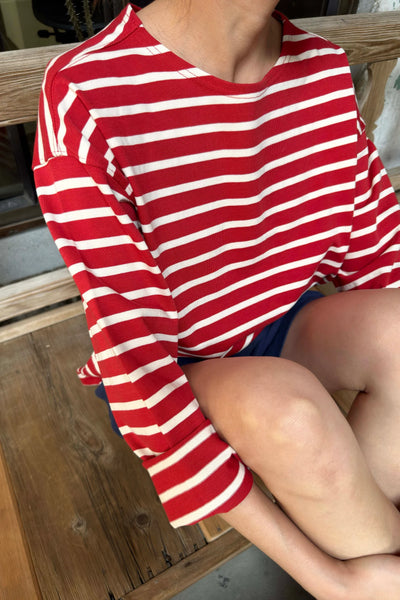 Sailor Top - White Stripe on Red | Le Bon Shoppe