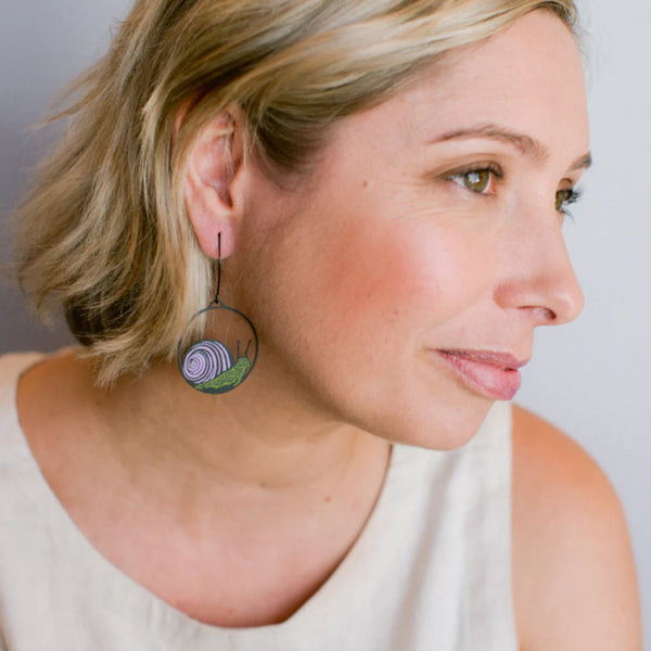 Snail earrings in Black, Pink & Lime | Denzandco